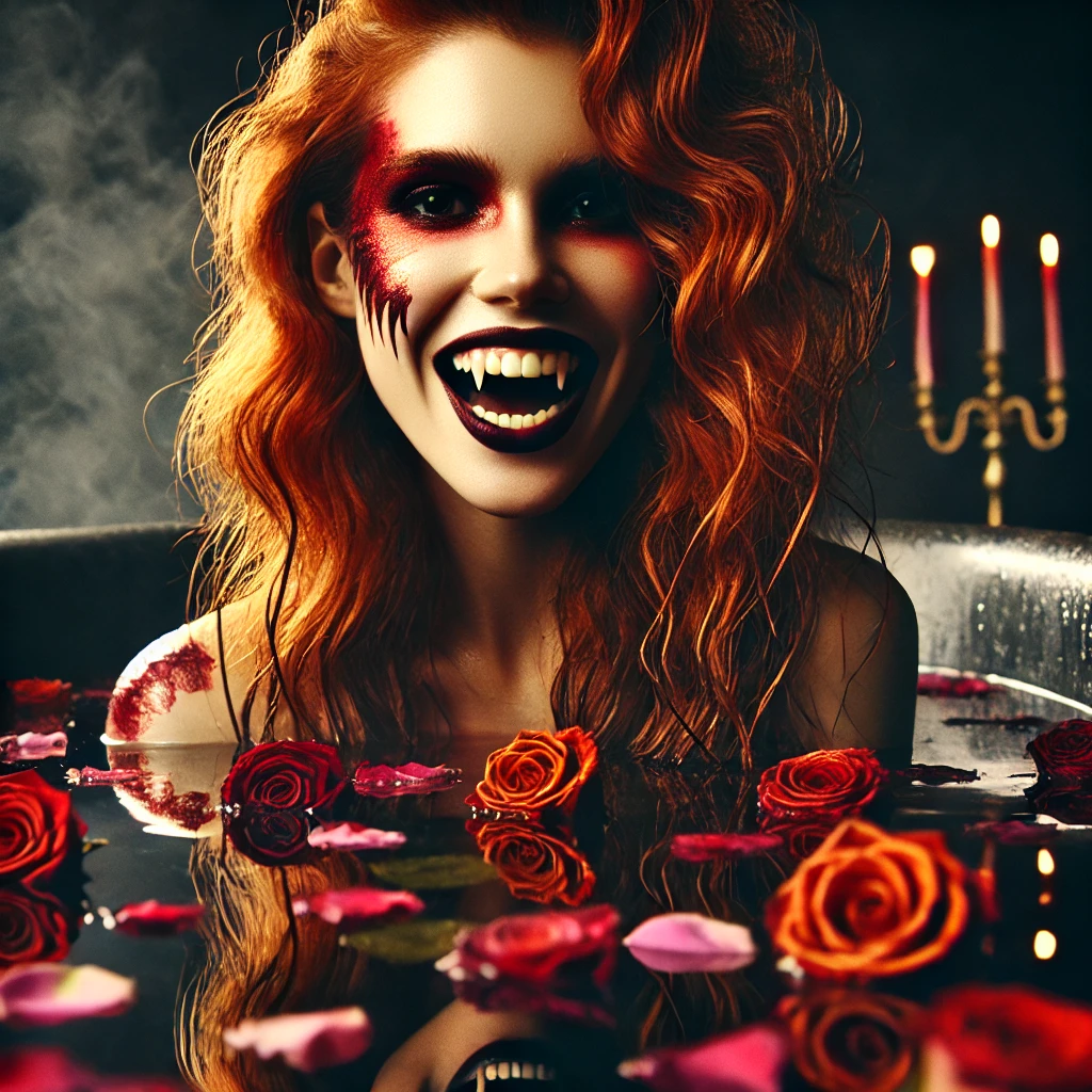 A dark, cinematic image of a woman who is wearing the old-fashioned hockey mask that covers the top of her head, creating an intriguing and terrifying attraction. Hair that is long and wavy disappears into a deep brunette hue in the root and then a dusty rose towards the ends. It is softly lit against a dark and blurred background. The eyes of her are framed by a dramatic smokey eyeshadow and lengthy lashes. Her lips are painted in a subtle hue of terracotta let loose a smudge of smoke that creates the impression of tension and a sense of attitude. The necklaces are layered with gold with a red-black-black striped shirt underneath a comfy gray sweater that combines informal streetwear with gothic-chic. The mask she is wearing is an aged ivory, with marked red marks as well as black vent holes that evokes a slasher film image, which contrasts sharply against her elegant style. The overall design is the perfect mix of menace and beauty contemporary, chic and a little irreverent.